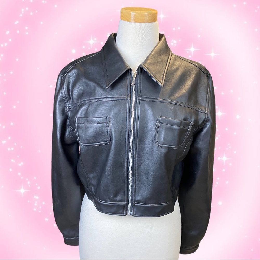Y2K Highway Faux Leather Cropped Jacket